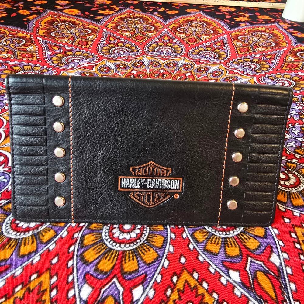 Harley Davidson LEather Checkbook cover or cash wallet